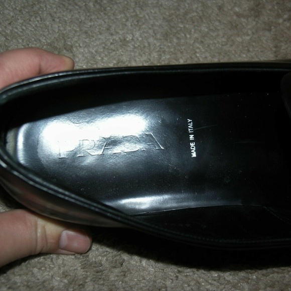 Prada Black Calf Leather Rubber Soled Driving Loafers Size 13 - Picture 9 of 10